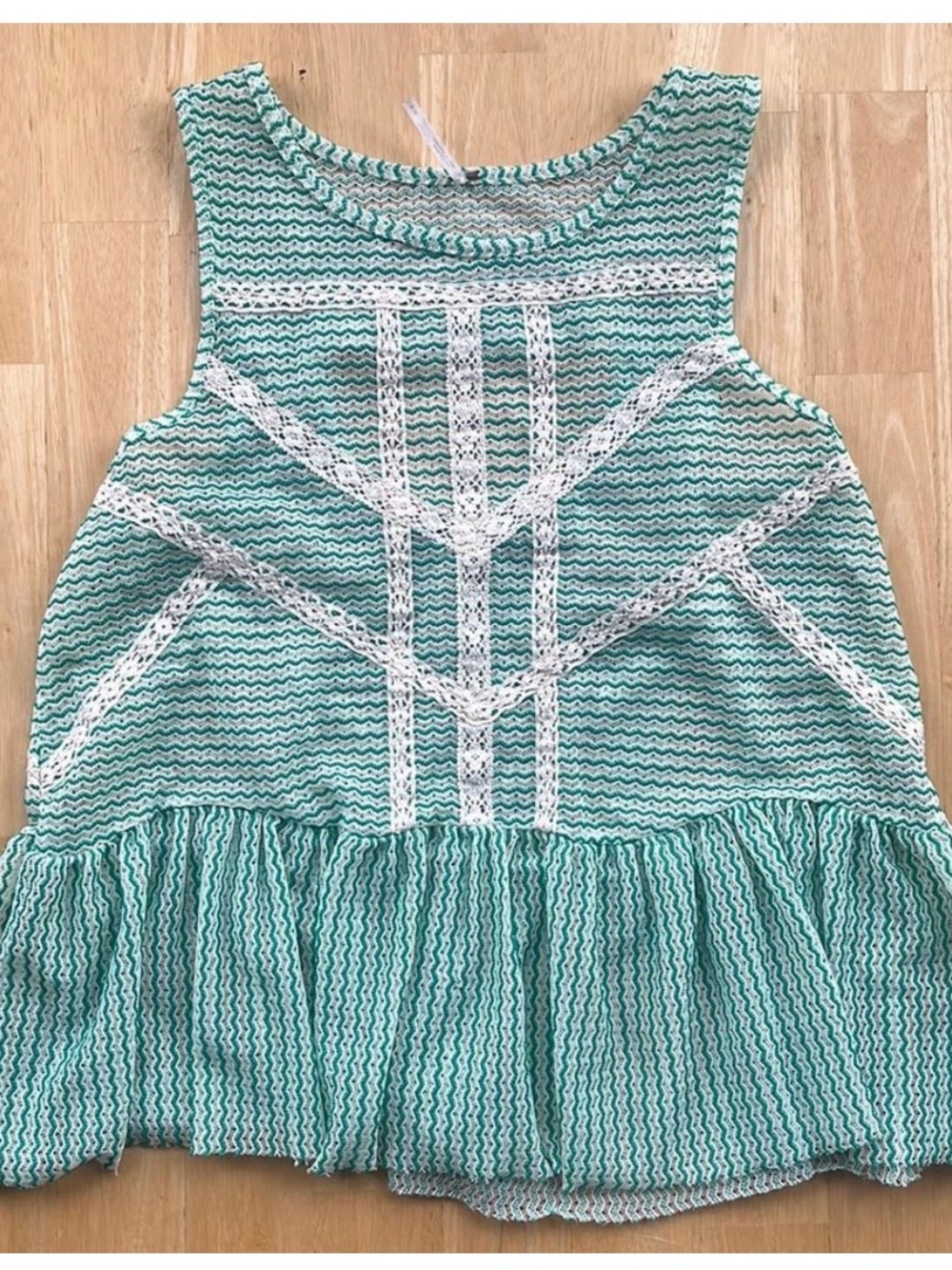 Free People Loose Weave Crochet Peplum Top Sleeveless Medium